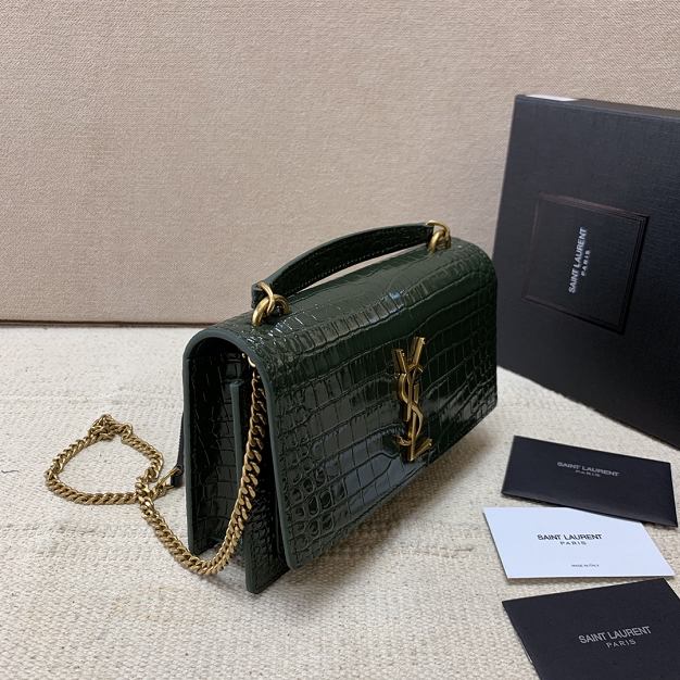 YSL original crocodile calfskin mini sunset bag 533026 green