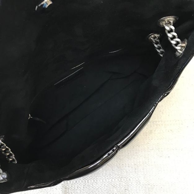 YSL original patent leather puffer medium bag 577475 black