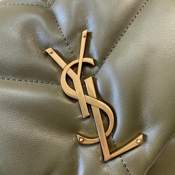 YSL original lambskin puffer medium bag 577475 dark green