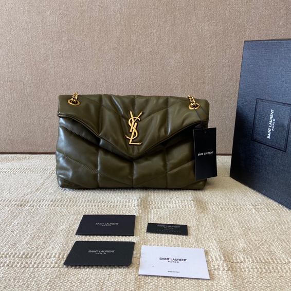 YSL original calfskin puffer small bag 577476 dark green