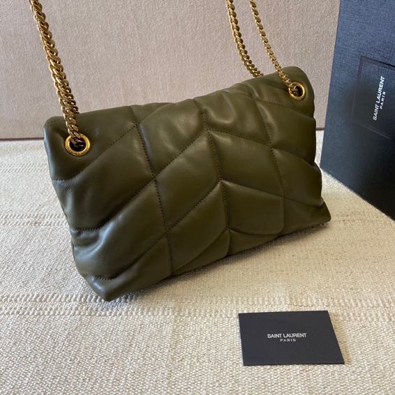 YSL original calfskin puffer small bag 577476 dark green