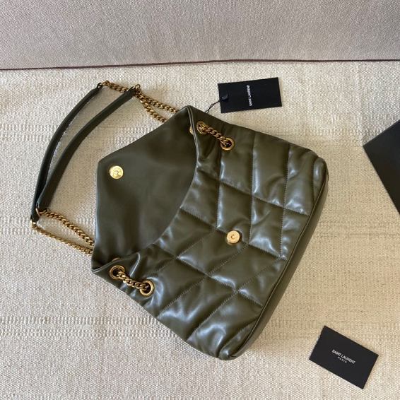 YSL original calfskin puffer small bag 577476 dark green