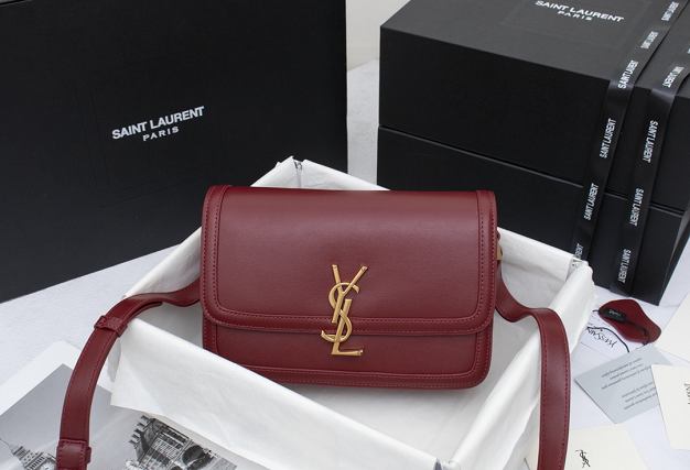 YSL original calfskin solferino medium satchel 634305 bordeaux