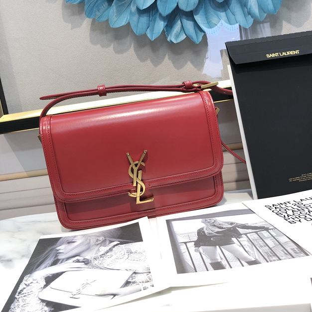 YSL original calfskin solferino medium satchel 634305 red