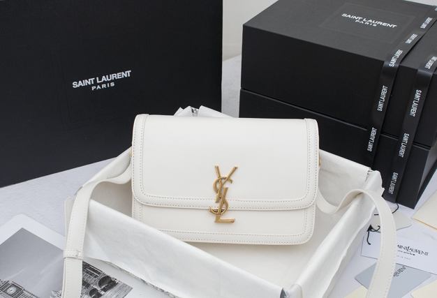 YSL original calfskin solferino medium satchel 634305 white