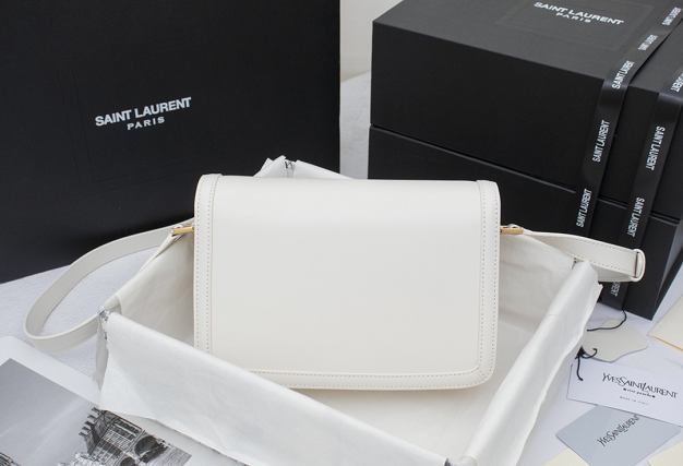 YSL original calfskin solferino medium satchel 634305 white