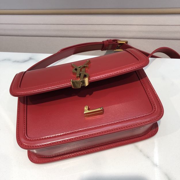 YSL original calfskin solferino small satchel 634306 red