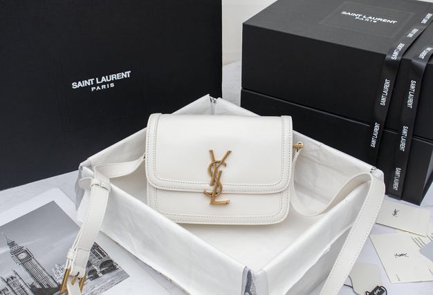 YSL original calfskin solferino small satchel 634306 white