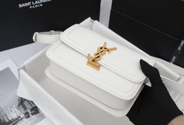 YSL original calfskin solferino small satchel 634306 white