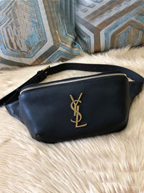 YSL original grained calfskin belt bag 569737 black