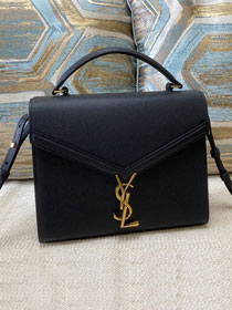 YSL original grained calfskin cassandra medium top handle bag 578000 black