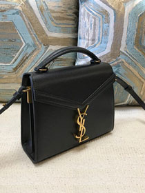 YSL original grained calfskin cassandra mini top handle bag 602716 black