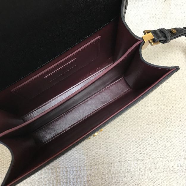YSL original grained calfskin cassandra mini top handle bag 602716 black