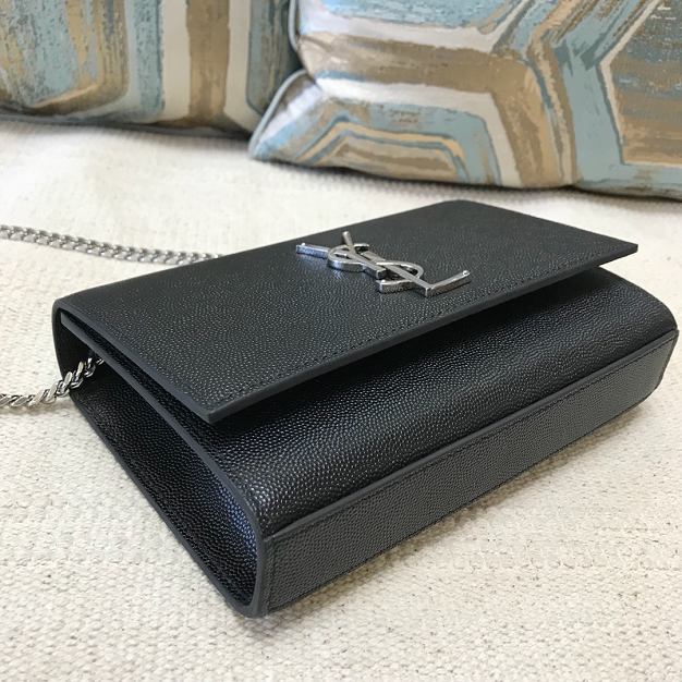 YSL original grained calfskin small kate chain bag 469390 black