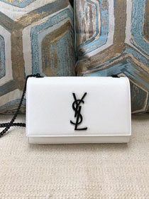YSL original grained calfskin small kate chain bag 469390 white