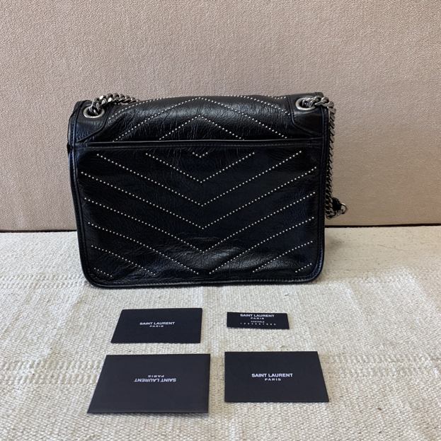YSL original studded calfskin niki medium bag 498894-2 black