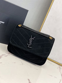 YSL original suede calfskin niki baby bag 533037 black