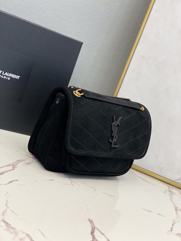 YSL original suede calfskin niki baby bag 533037 black