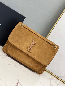 YSL original suede calfskin niki medium bag 498894 camel