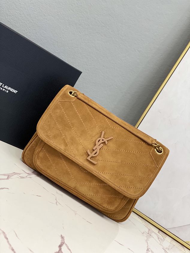 YSL original suede calfskin niki medium bag 498894 camel