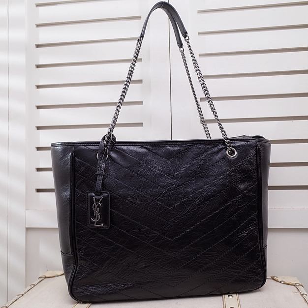 YSL original aged calfskin niki shopping bag 504867 black