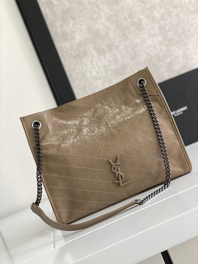 YSL original calfskin niki shopping bag 577999 khaki