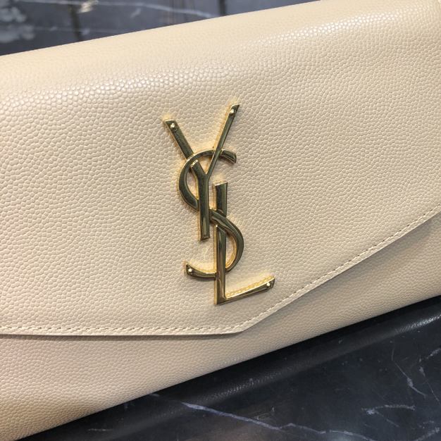 YSL original grained calfskin mini chain bag 607788 apricot