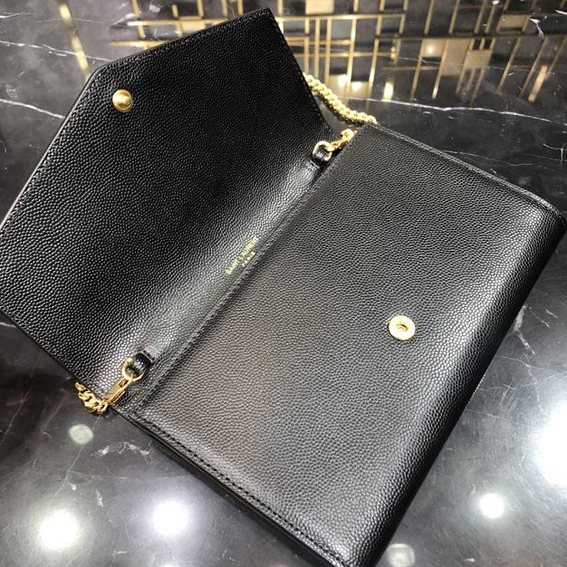 YSL original grained calfskin mini chain bag 607788 black
