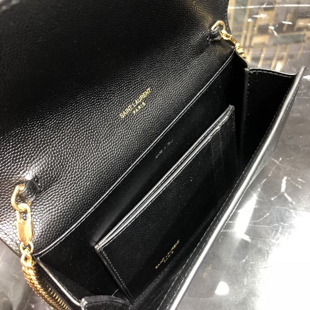 YSL original grained calfskin mini chain bag 607788 black