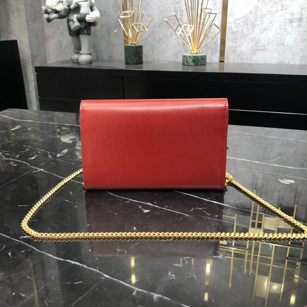 YSL original grained calfskin mini chain bag 607788 red