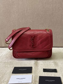 YSL original lambskin niki baby bag 533037 wine red