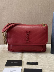 YSL original lambskin niki medium bag 498894 wine red