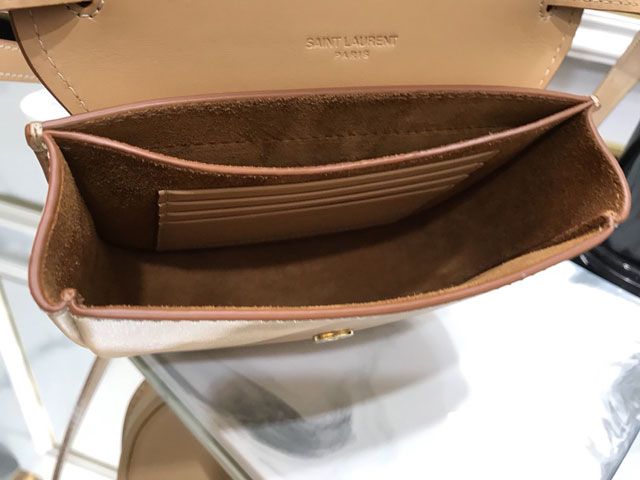 YSL original smooth calfskin kaia mini satchel bag 623097 apricot