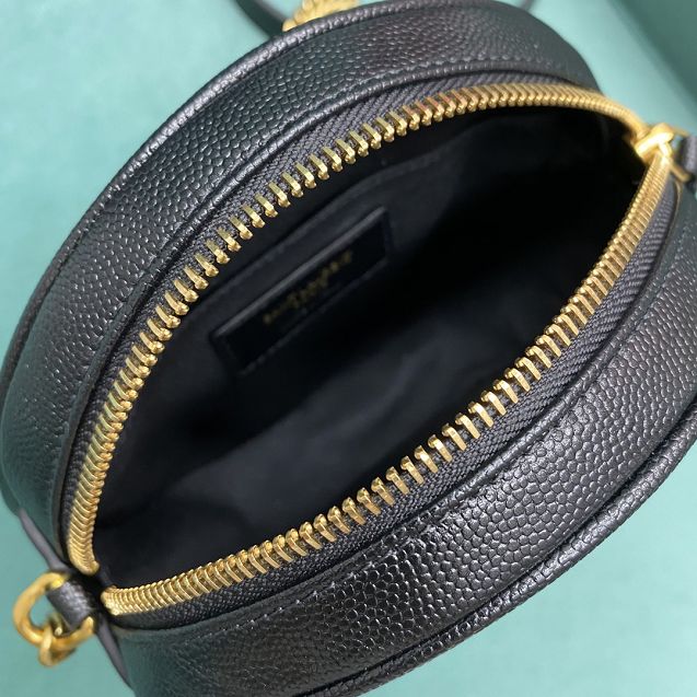 YSL original calfskin vinyle round camera bag 610436 black