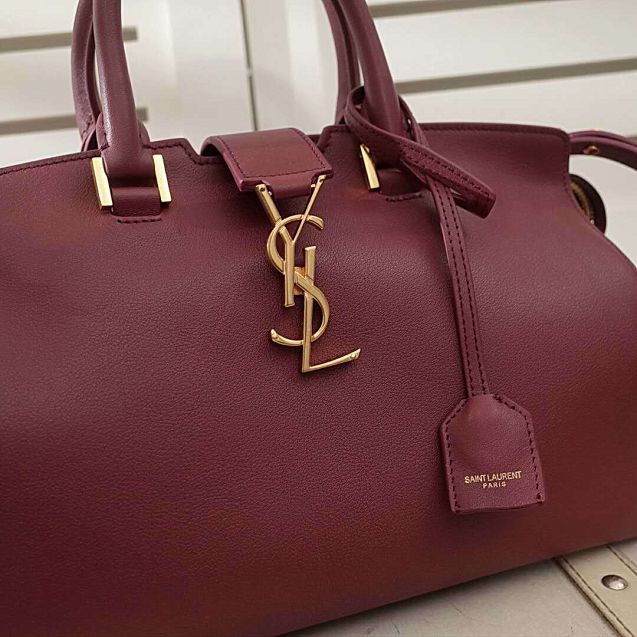 YSL original calfskin small cabas bag 394461 bordeaux