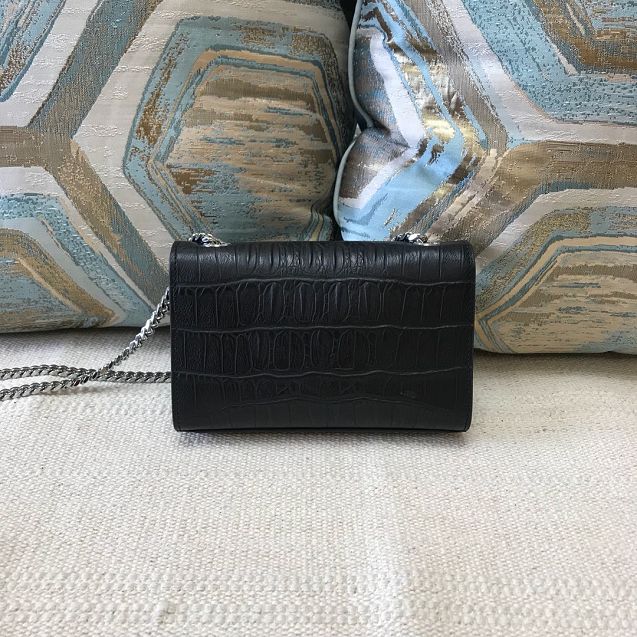 YSL original crocodile calfskin mini kate bag 326076 black