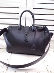 YSL original crocodile&calfskin small cabas bag 436832 black