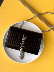 YSL original calfskin kate chain wallet 452159 black