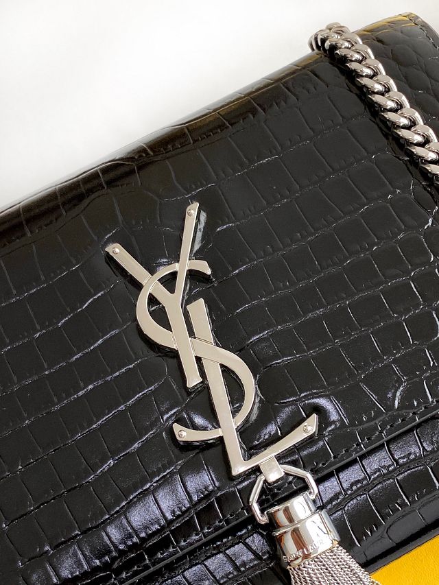 YSL original crocodile calfskin small kate bag 474366 black