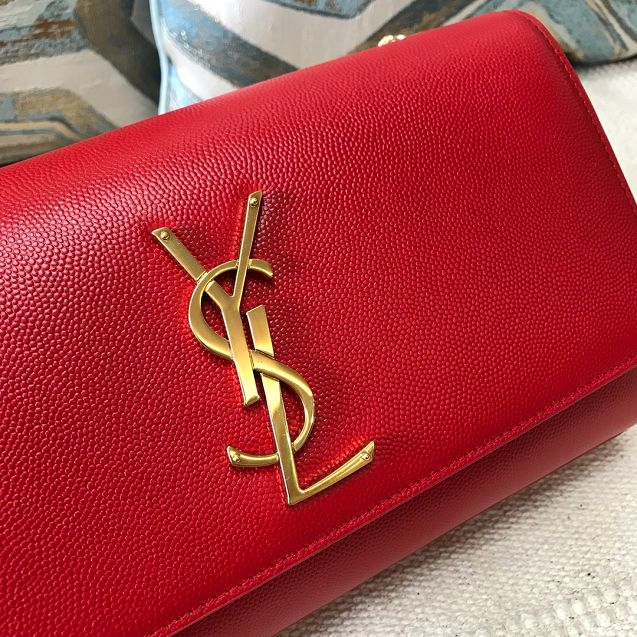 YSL original grained calfskin medium kate satchel 326078 red