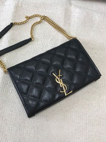 YSL original lambskin becky chain wallet 585031 black