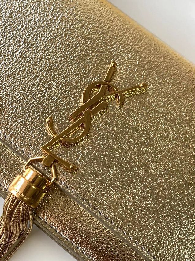 YSL original smooth calfskin kate chain wallet 452159 gold