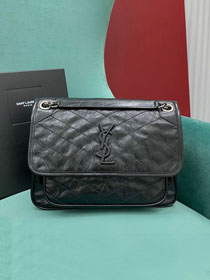 YSL original crinkled calfskin niki medium bag 498894 black