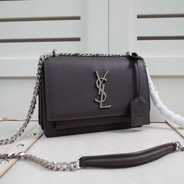 YSL original grained calfskin small sunset bag 441972 black