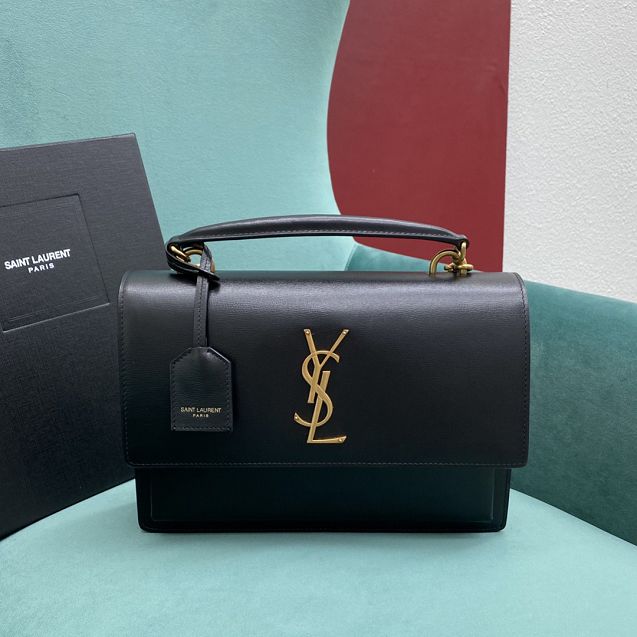 YSL original smooth calfskin large sunset bag 634723 black