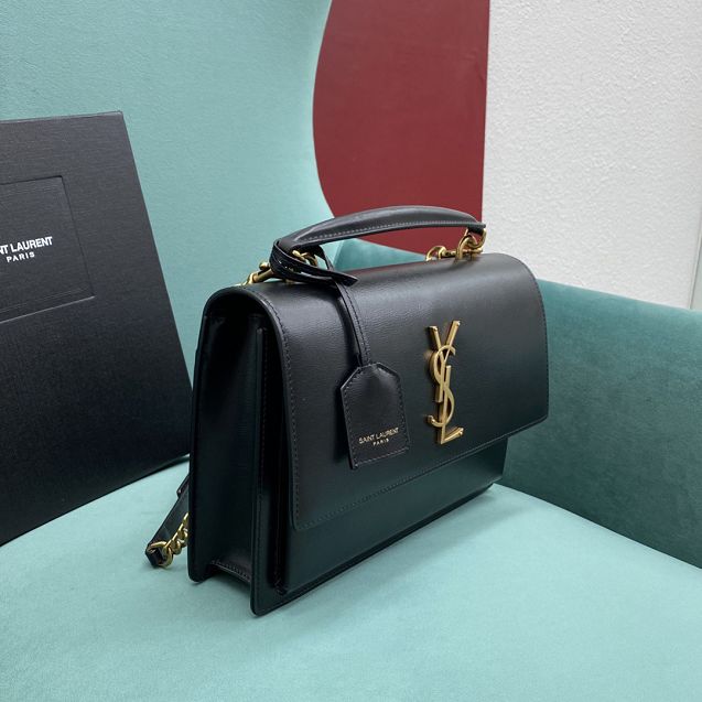 YSL original smooth calfskin large sunset bag 634723 black