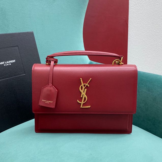 YSL original smooth calfskin large sunset bag 634723 red