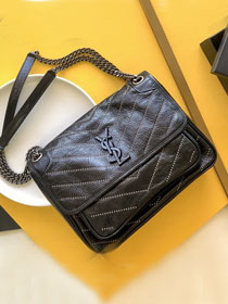 YSL original studded calfskin niki medium bag 498894 black