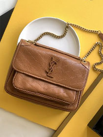 YSL original crinkled calfskin niki medium bag 498894 caramel