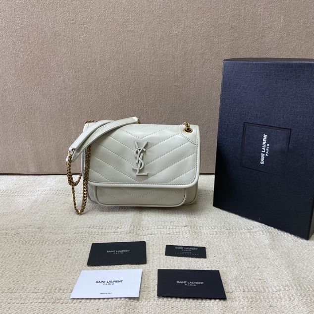 YSL original lambskin niki baby bag 533037 white